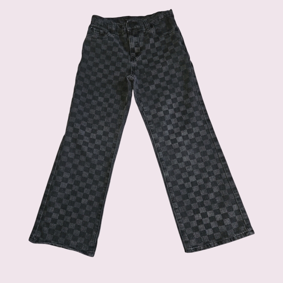 RSQ Black Jeans Checkered Size 10Loose Fit - Picture 2 of 5